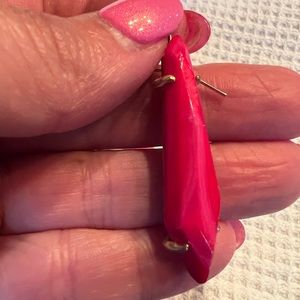 Kendra Scott Grey drop earrings - gold and hot pink stone.